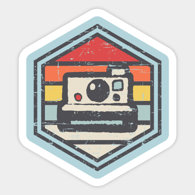 Retro Badge Polaroid Camera Light T-Shirt Sticker by rojakdesigns